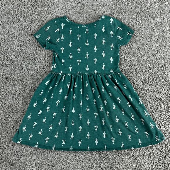 Cat & Jack Dress Girls 5T Green White Short Sleeve Tiered Cotton Blend READ - Picture 7 of 12
